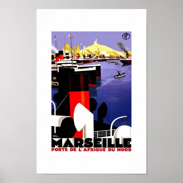 Viagens vintage Poster de de Marselha (Frente)