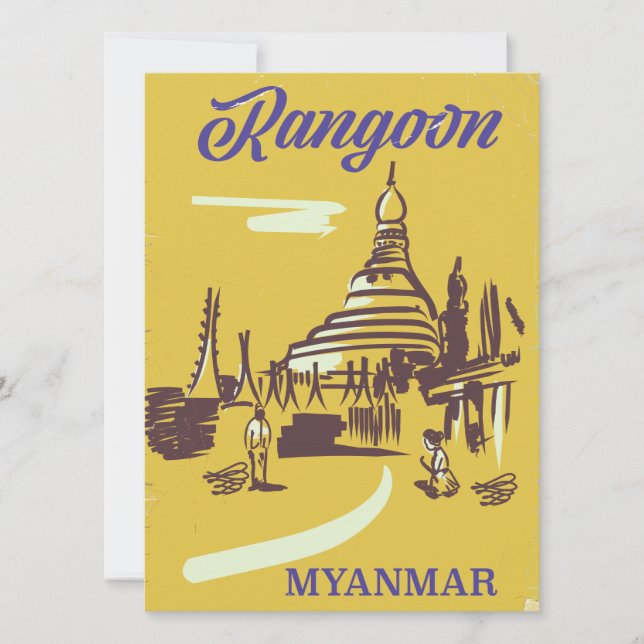 Viagens vintage Rangoon Myanmar (Frente)