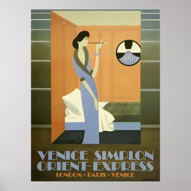 Viagens vintage Veneza Orient Express Poster (Frente)