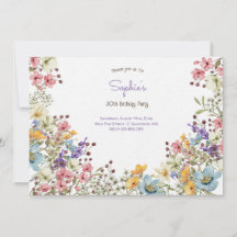 Vias flores coloridas convite para o Aniversário a