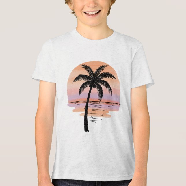 Vibes da Praia ao Pôr do Sol – Camiseta Tropical M (Frente)