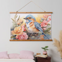 Vibração Aquarela Arte Floral de Aves Inspirada