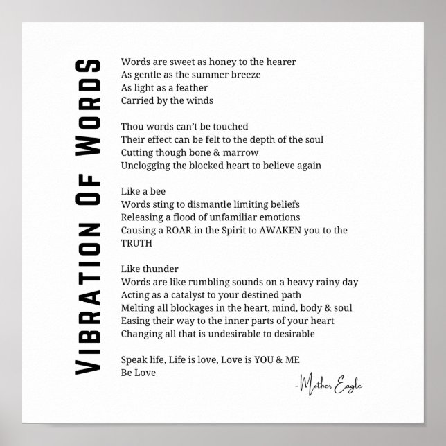 Vibração de palavras despertando poema poster (Frente)