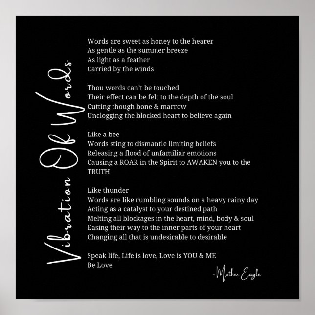 Vibração de palavras despertando poema poster (Frente)