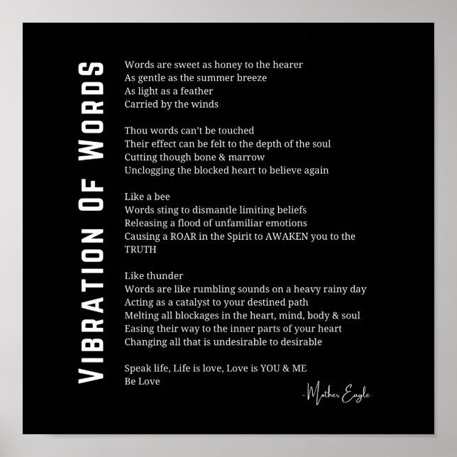 Vibração de palavras despertando poema poster (Frente)