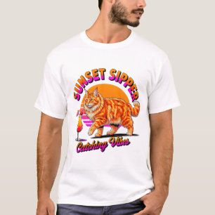 Vibrações de Gato de Verão – Camiseta Adorável de