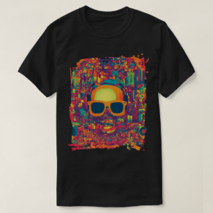 "Vibrações de Glitch Neon" Camiseta de Arte Abstra