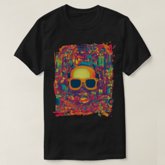 "Vibrações de Glitch Neon" Camiseta de Arte Abstra
