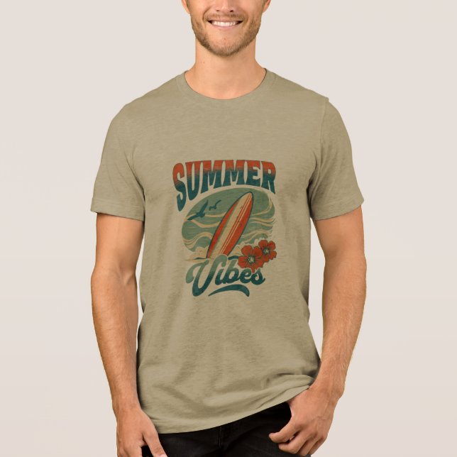 Vibrações de Verão Retro Prancha de Surf Praia (Frente)