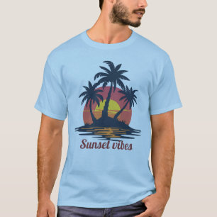 Vibrações do Pôr do Sol Palmeiras Tropicais Camisa