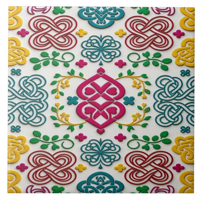 Vibrant Celtic Heart & Knot Floral Symphony (Frente)