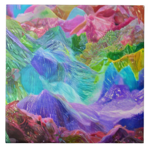 Vibrant Crystal Mountain Abstrato