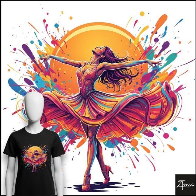 Vibrant Dancer Colorful Twirl Pop Art (Criador carregado)