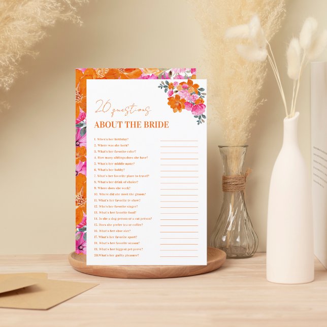 Vibrant Floral 20 Perguntas sobre o Jogo da Noiva (Criador carregado)