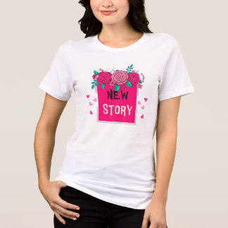 Vibrant Floral 'New Story' T-Shirt - Romantic