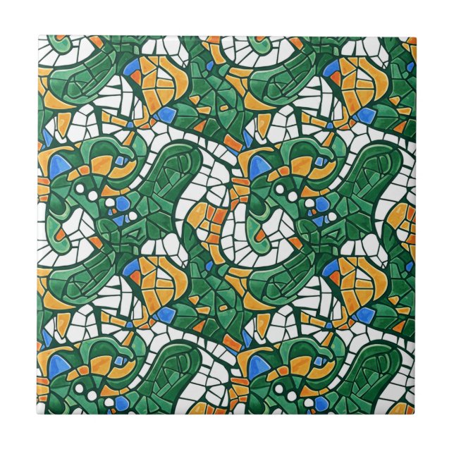Vibrant Gold and Green Cartoon Mosaic (Frente)