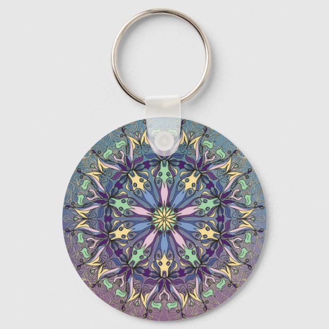 Vibrant Mandala Chaveiro (Frente)