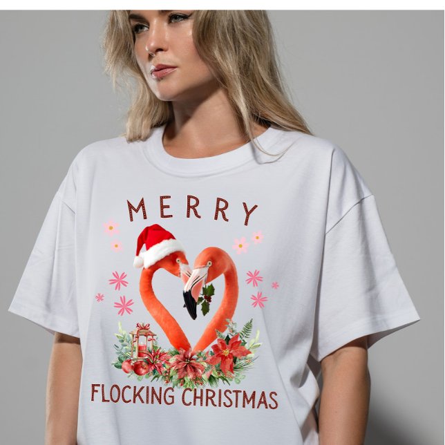 Vibrant Merry Flocking Christmas Flamingo AI Art (Criador carregado)