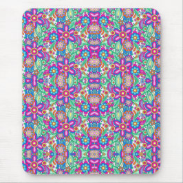 Vibrant mouse pad with a symmetrical floral 