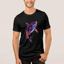 Vibrant Neon Shark Modern Digital Ocean