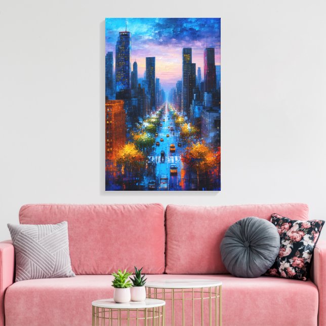 Vibrant Night Cityscape Canvas Print (Insitu(Sala de estar))