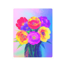 Vibrant Painterly Flowers Metal Print