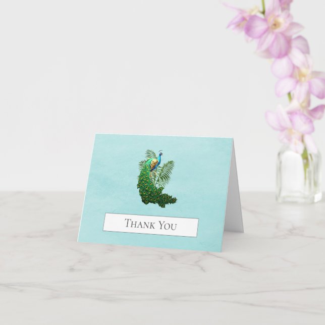 Vibrant Peacock Obrigado | Cartão Teal (Orquídea)