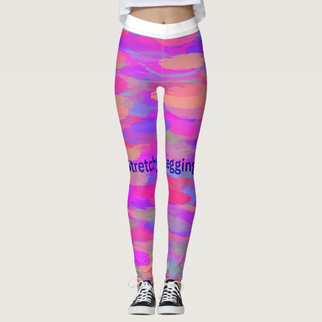 Vibrant Pink Abstract Camo Leggings (Frente)