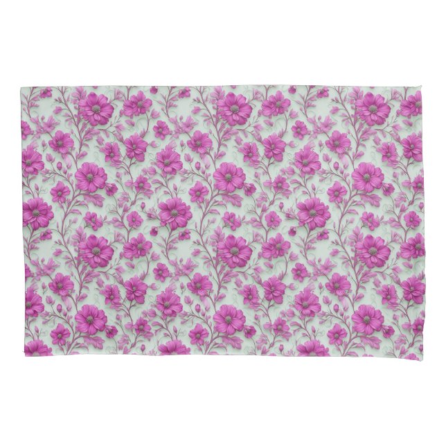 Vibrant Pink Floral Pattern With Magenta Flowers (Frente)