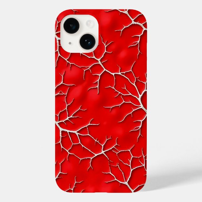 Vibrant Red iPhone Case with Branch Texture (Verso)