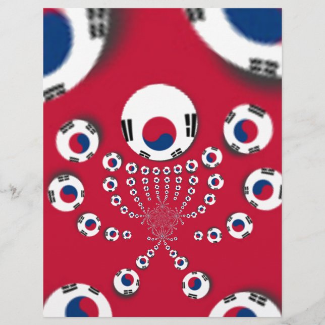 Vibrant Red Kaleidoscope Design da Coreia do Sul (Frente)