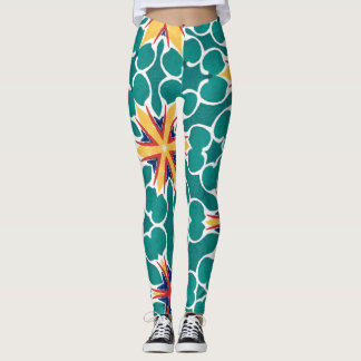 Vibrant Retro Starburst Geometric Pattern Leggings