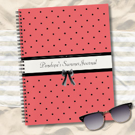 Vibrant Sunset Coral Polka Dot Summer Journal