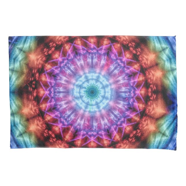 Vibrant Tie Dye Kaleidoscope Rainbow Mandala (Frente-Esquerda)