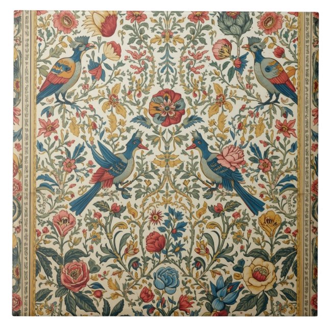 Vibrant Vintage Bird & Floral Garden (Frente)