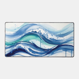 Vibrant Watercolor Ocean Waves Abstract
