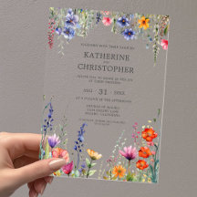 Vibrant Wildflower Elegant Wedding Clear
