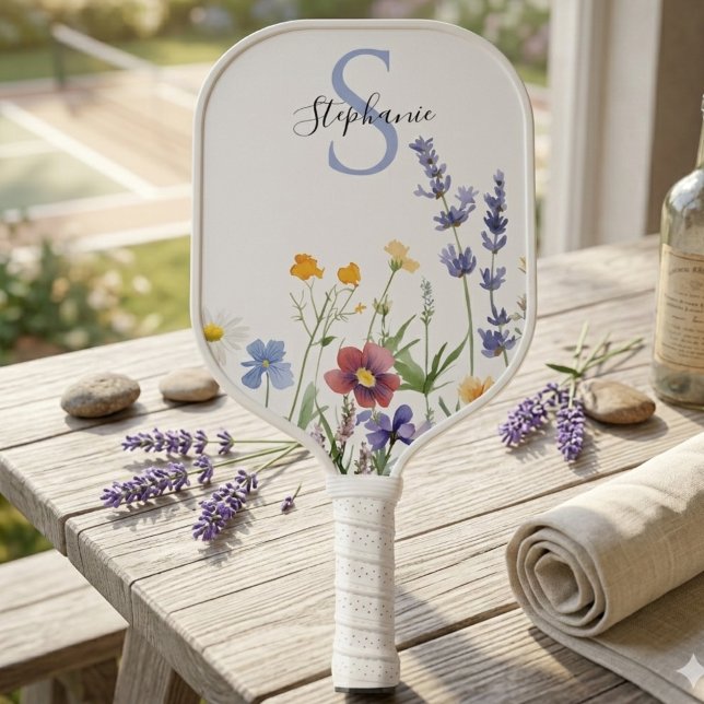 Vibrant Wildflower Personalized (Personalized floral pickleball paddle)