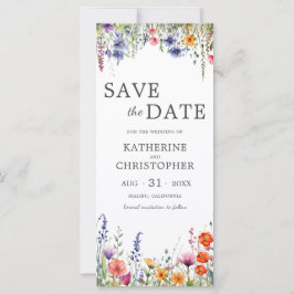 Vibrant Wildflowers 3 Photo Wedding Save the Date