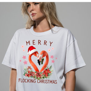 Vibrante Alegria de Flamingos no Natal Arte de IA