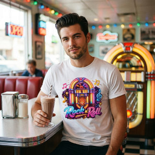 Vibrante Camiseta Jukebox de Rock 'n' Roll Neon