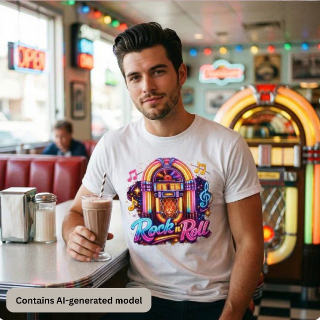 Vibrante Camiseta Jukebox de Rock 'n' Roll Neon (Criador carregado)