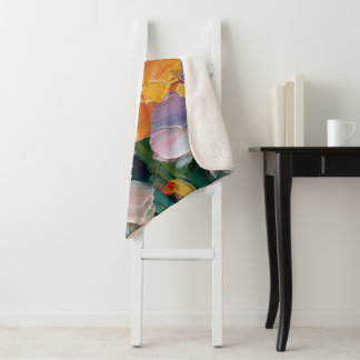 Vibrante Cobertor Sherpa Floral Impasto Aconchegan