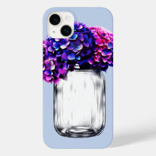 Vibrante Hidrangeia Floral Rosa Azul Roxo