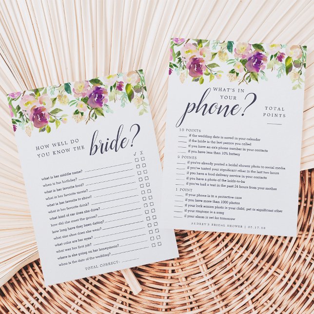 Vibrante Jogo Dupla Face para Chá de Noiva Florido (Criador carregado)