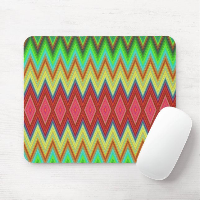 Vibrante mouse pad com zigue-zague ousado e multic (Com mouse)