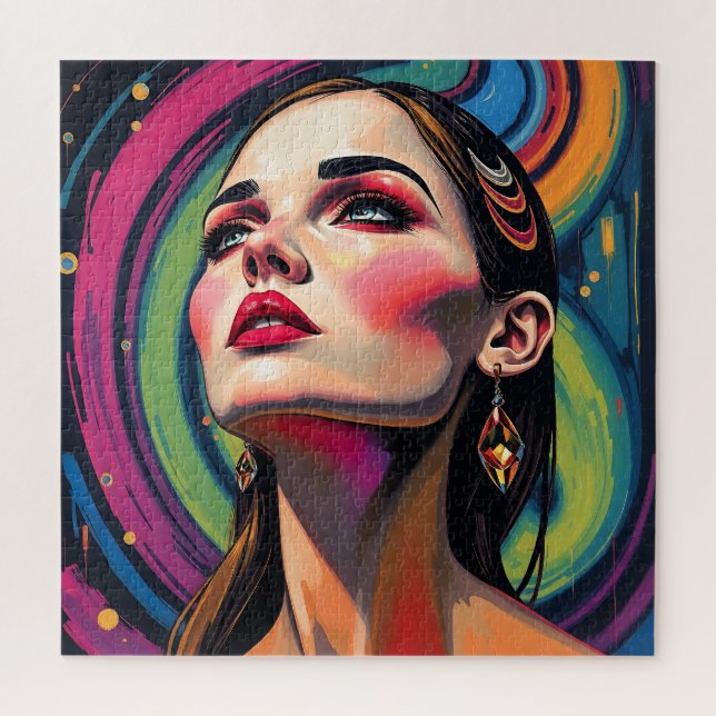 Vibrante Psicodélica Retrato Jigsera Quebra-cabeça (Vertical)