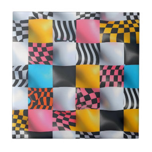 Vibrante Tabuleiro de Xadrez 3D – Retro Pop Divert