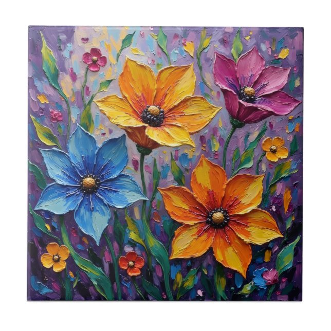 Vibrantes Flores Silvestres em Impasto (Frente)