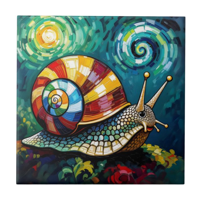 Vibrantly Colorful Impasto Whimsical Snail (Frente)
